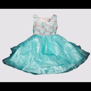 Youngland Sz 4 Toddler Dress Blue Dots Ruffles